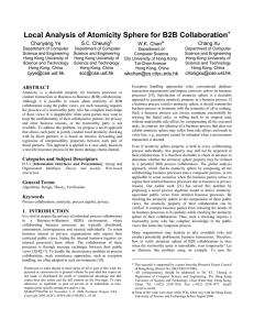 Local Analysis of Atomicity Sphere for B2B Collaboration Chunyang Ye S.C. Cheung