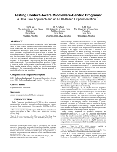 Testing Context-Aware Middleware-Centric Programs: Heng Lu W. K. Chan