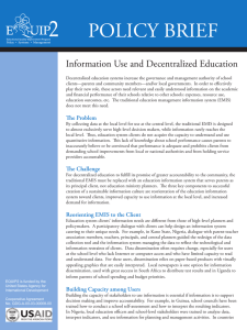 POLICY BRIEF Information Use and Decentralized Education