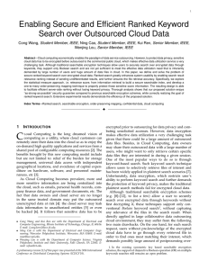 Enabling Secure and Efficient Ranked Keyword Search over Outsourced Cloud Data
