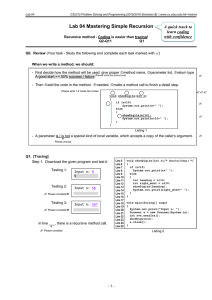 Lab 04 Mastering Simple Recursion