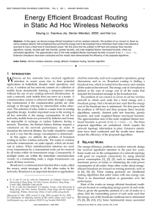 Energy Efficient Broadcast Routing in Static Ad Hoc Wireless Networks