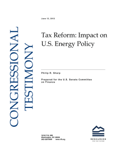 Tax Reform: Impact on U.S. Energy Policy