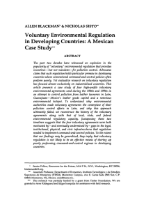 Voluntary Environmental Regulation in Developing  Countries: A  Mexican