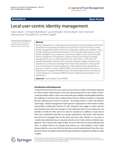 Local user-centric identity management Open Access