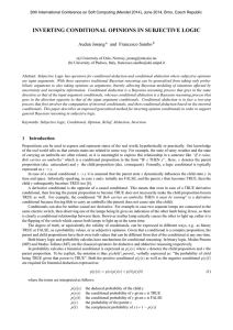 INVERTING CONDITIONAL OPINIONS IN SUBJECTIVE LOGIC Audun Jøsang and Francesco Sambo