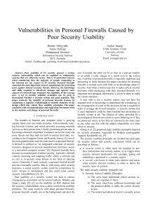 Vulnerabilities in Personal Firewalls Caused by Poor Security Usability Bander Alfayyadh Audun Jøsang