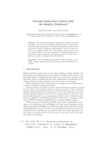 Personal Federation Control with the Identity Dashboard * Jonathan Scudder