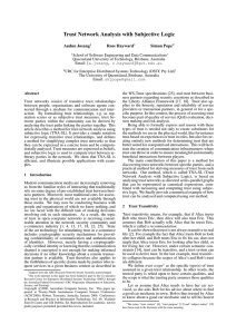 Trust Network Analysis with Subjective Logic Audun Jøsang Ross Hayward Simon Pope