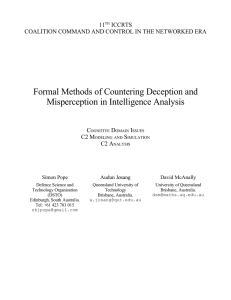 Formal Methods of Countering Deception and Misperception in Intelligence Analysis 11 ICCRTS