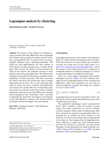 Lagrangian analysis by clustering · Joseph H. LaCasce Inga Monika Koszalka