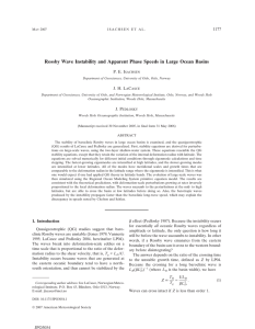 Rossby Wave Instability and Apparent Phase Speeds in Large Ocean... P. E. I J. H. L C