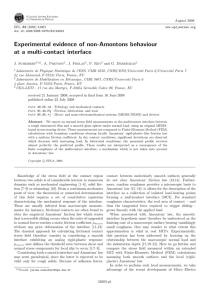 Experimental evidence of non-Amontons behaviour at a multi-contact interface