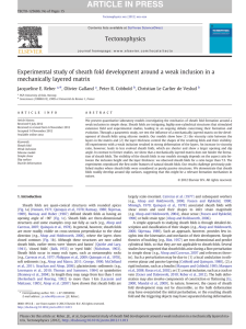 Experimental study of sheath fold development around a weak inclusion... mechanically layered matrix