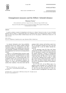 Entanglement measures and the Hilbert–Schmidt distance Masanao Ozawa