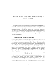 GEO4060 project assignment: A simple library for sparse matrices