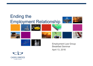 Ending the Employment Relationship Employment Law Group Breakfast Seminar