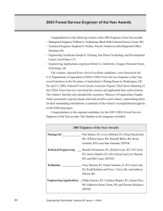 2003 Forest Service Engineer of the Year Awards