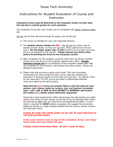 Texas Tech University  Instructions for Student Evaluation of Course and Instructor