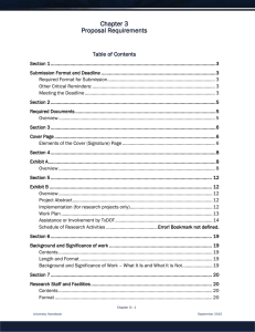 Chapter 3 Proposal Requirements  Table of Contents