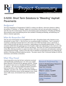 Project Summary 0-5230: Short Term Solutions to “Bleeding” Asphalt Pavements Background