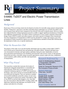 Project Summary 0-6495: TxDOT and Electric Power Transmission Lines Background
