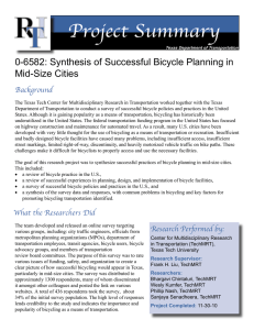 Project Summary 0-6582: Synthesis of Successful Bicycle Planning in Mid-Size Cities Background