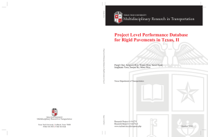 Multidisciplinary Research in Transportation Project Level Performance Database