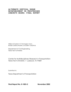 ALTERNATE VERTICAL SHEAR REINFORCEMENT IN PRESTRESSED CONCRETE BEAMS: FINAL REPORT