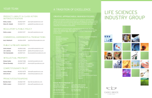 LIFE SCIENCES INDUSTRY GROUP A TRADITION OF EXCELLENCE