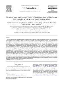 Nitrogen geochemistry as a tracer of ﬂuid ﬂow in a... vent complex in the Karoo Basin, South Africa