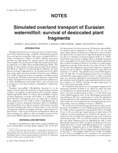 Notes simulated overland transport of eurasian watermilfoil: survival of desiccated plant fragments
