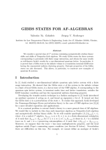 GIBBS STATES FOR AF-ALGEBRAS Valentin Ya. Golodets Sergey V. Neshveyev