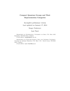 Compact Quantum Groups and Their Representation Categories Incomplete preliminary version