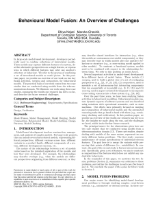 Behavioural Model Fusion: An Overview of Challenges