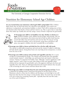 Nutrition for Elementary School Age Children