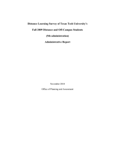 Distance Learning Survey of Texas Tech University’s (5th administration)