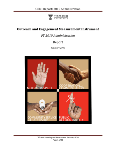 Outreach and Engagement Measurement Instrument FY 2010 Administration Report OEMI Report: 2010 Administration