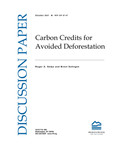 DISCUSSION PAPER Carbon Credits for Avoided Deforestation