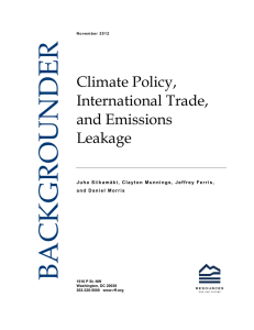 DER Climate Policy, International Trade,