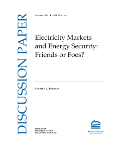 DISCUSSION PAPER Electricity Markets and Energy Security: