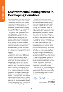 Environmental Management in Developing Countries s Note Editor’