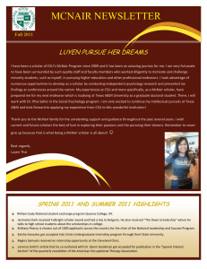 MCNAIR NEWSLETTER  LUYEN PURSUE HER DREAMS