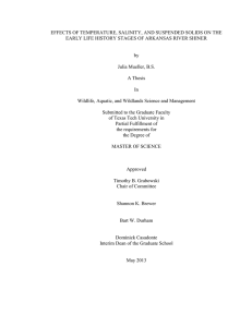 EFFECTS OF TEMPERATURE, SALINITY, AND SUSPENDED SOLIDS ON THE