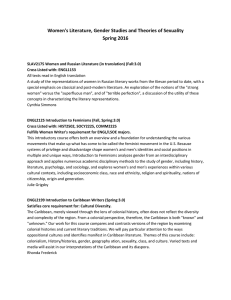 Women's Literature, Gender Studies and Theories of Sexuality Spring 2016