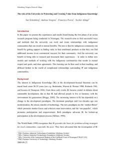 In this paper we present the experiences and results found... research program being conducted in Nicaragua. The research aims to... The role of the University in Protecting and Creating Value...