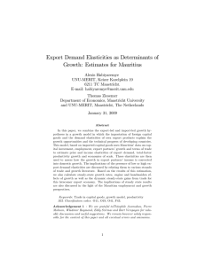 Export Demand Elasticities as Determinants of Growth: Estimates for Mauritius