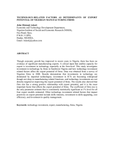 TECHNOLOGY-RELATED FACTORS AS DETERMINANTS OF EXPORT POTENTIAL OF NIGERIAN MANUFACTURING FIRMS