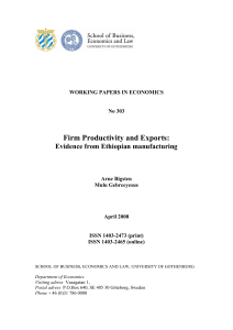 Firm Productivity and Exports: Evidence from Ethiopian manufacturing