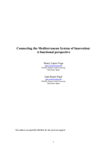 Connecting the Mediterranean System of Innovation: A functional perspective Henry López-Vega